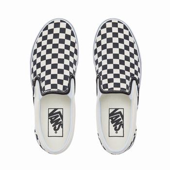 Damske Slip On Tenisky Vans Checkerboard Classic Čierne Biele VA95MWFDX